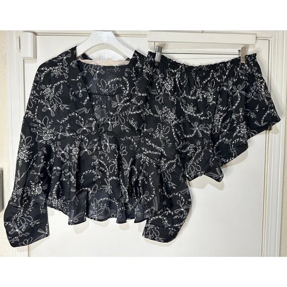 Free People Intimately Beauty Sleep Short Pajama Set 2 Piece Black Sz Small NWOT - Picture 2 of 16